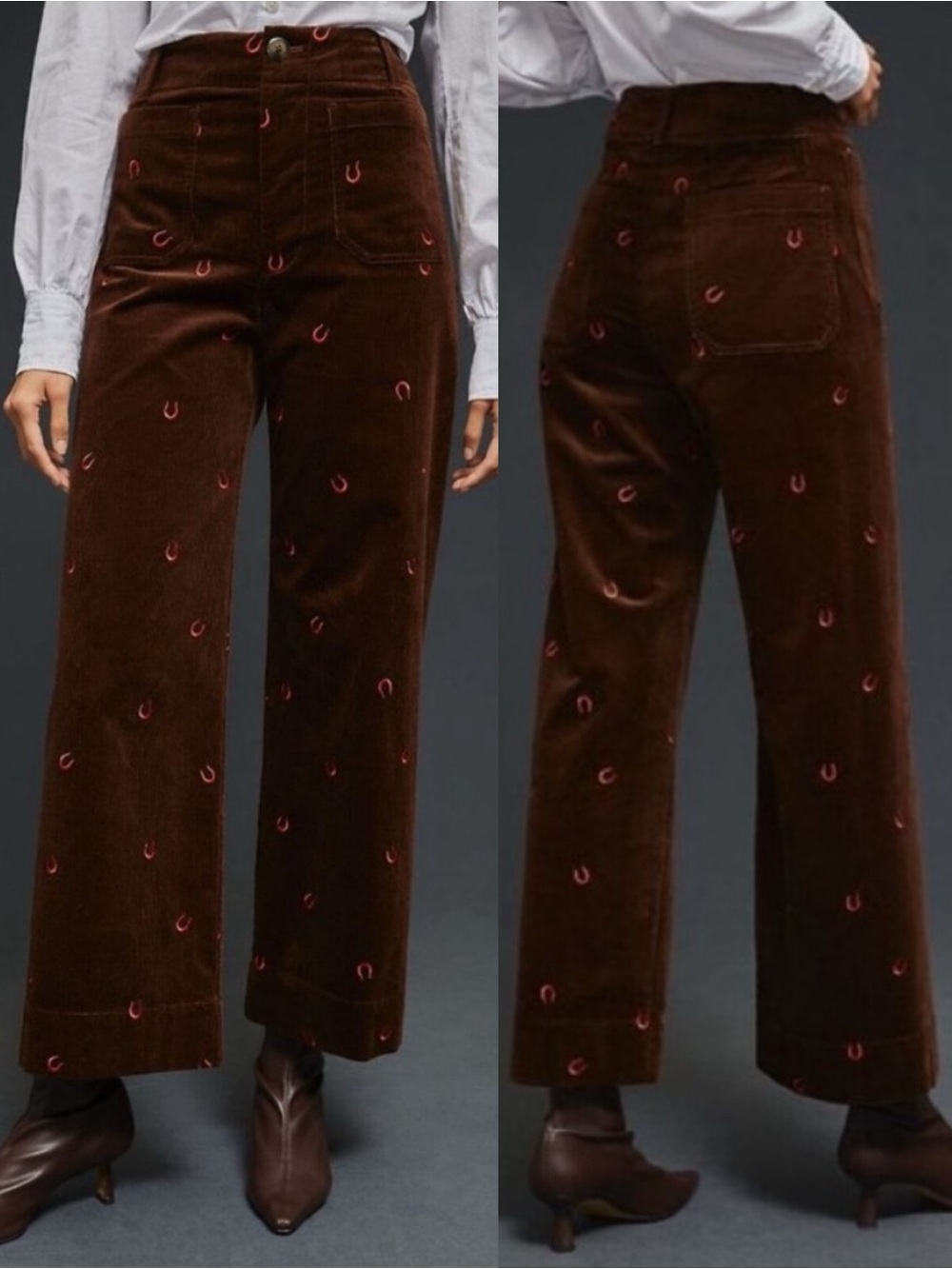 Anthropologie Maeve The Colette Corduroy Crop Wide Leg Pants Horseshoe
